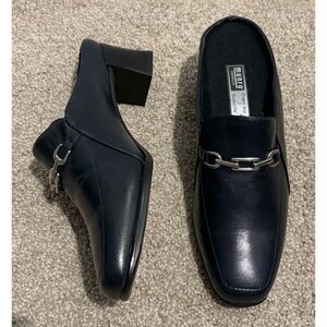 Munro American Black Heeled Slip On Mule Loafers 7.5